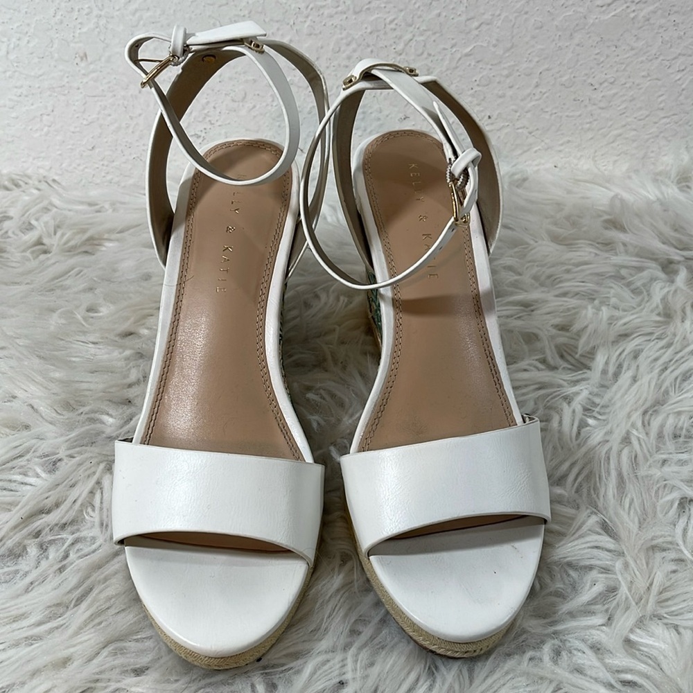 Kelly & Katie Wedge Sandal Devyn Style Tropical Palm Tree Women’s Size 8.5 - Picture 2 of 12